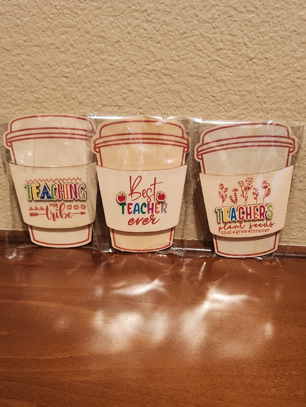 Teacher Appreciation Wooden Coffee Cup Gift Card Holders - Pick One!